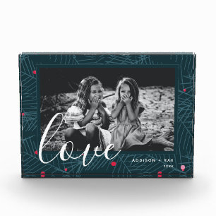 Holiday Love Personalized Foliage and Berries Photo Block