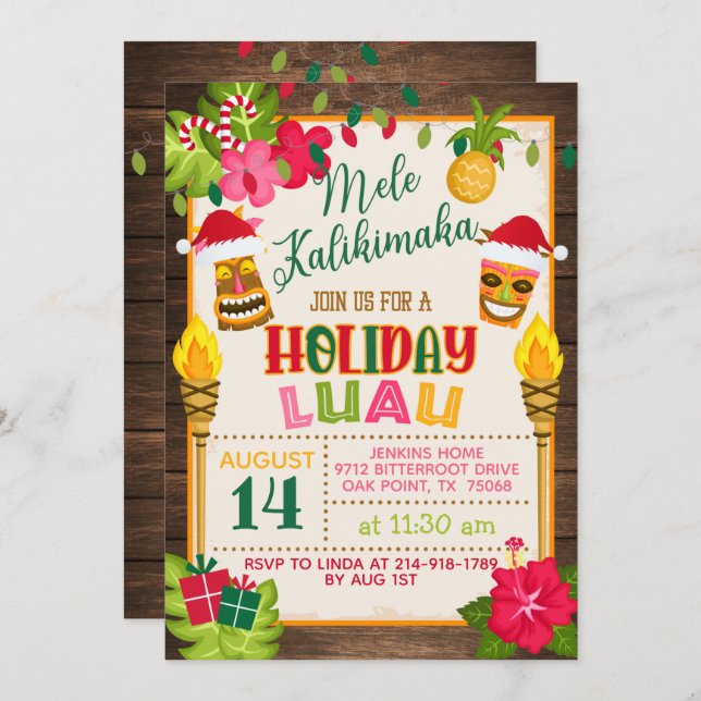 Holiday Luau Invitation (Front/Back)