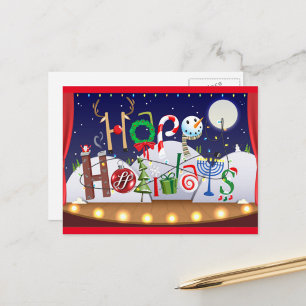 Holiday Magic Letter Art Postcard
