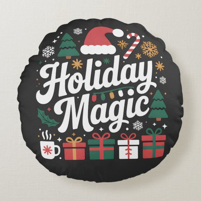 Holiday Magic Round Cushion (Front)