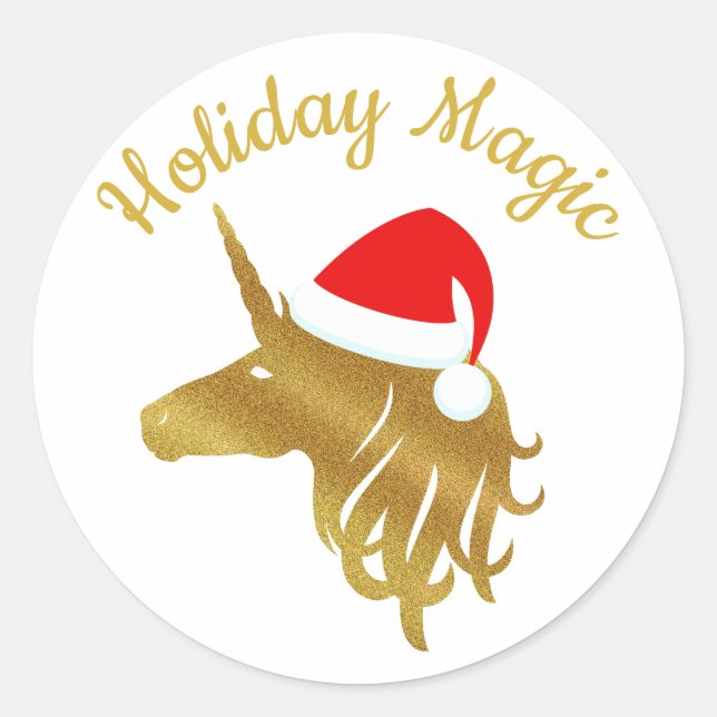 Holiday Magic Unicorn Sticker (Front)