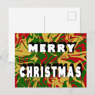 Holiday Marble Red Green Gold Merry Christmas Postcard