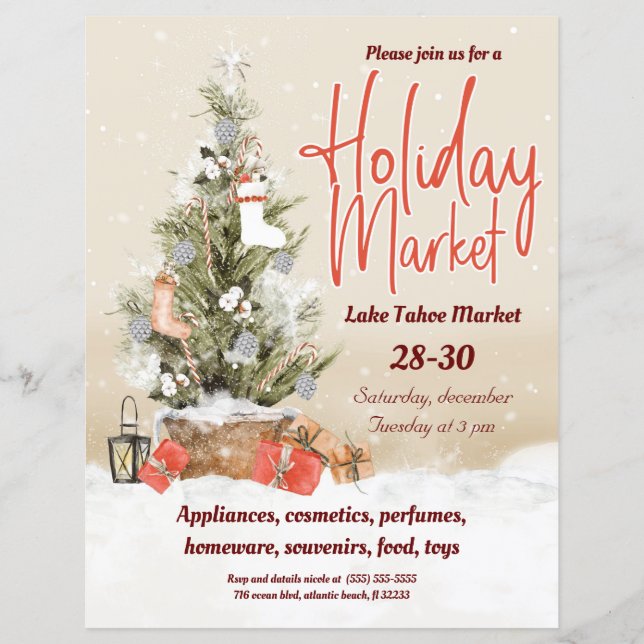 Holiday Market Christmas Tree Invitation (Front)
