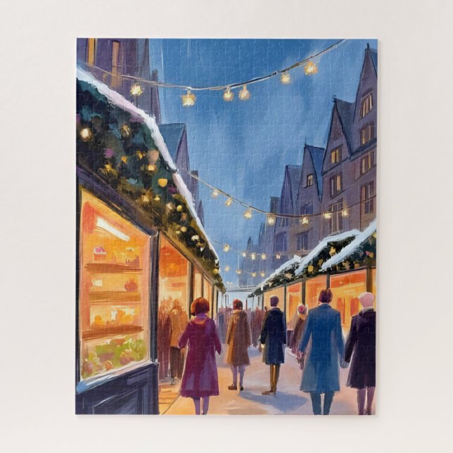 Holiday Market Merry Christmas Painting Jigsaw Puzzle (Vertical)