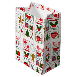 Holiday Medical with Stethoscope Christmas Nurse Medium Gift Bag