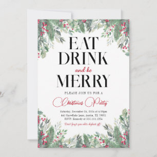 Holiday Merry Christmas Dinner Party Invitation