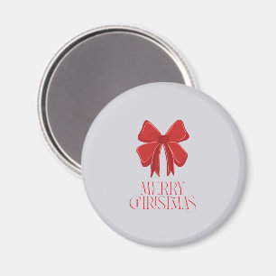 Holiday Merry Christmas Magnet Red Ribbon Accent
