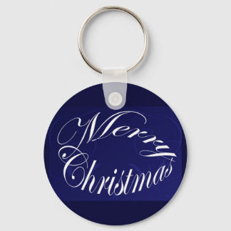Holiday Merry Christmas Matching Blue Items Key Ring