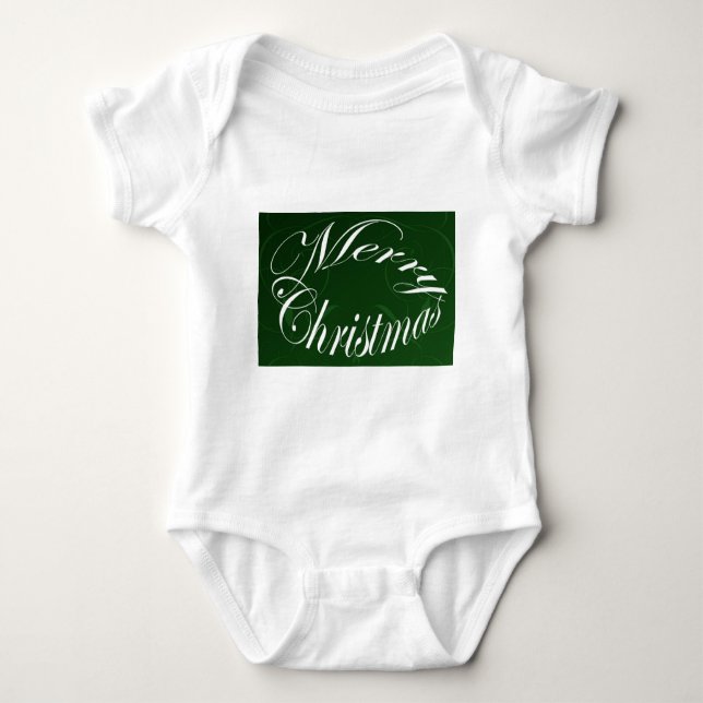 Holiday Merry Christmas Matching Green Items Baby Bodysuit (Front)