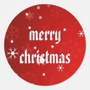 Holiday Merry Christmas Snowflakes Classic Round Sticker