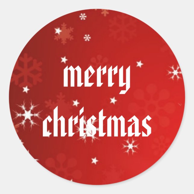 Holiday Merry Christmas Snowflakes Classic Round Sticker (Front)