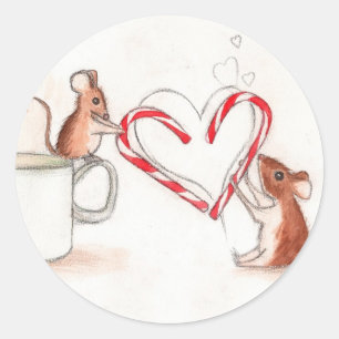 Holiday Mice Classic Round Sticker