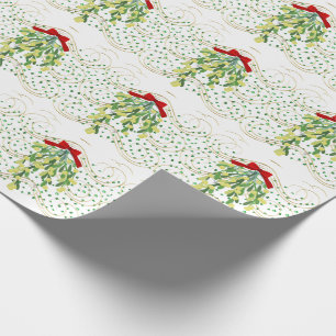 Holiday Mistletoe and Green Stones Wrapping Paper