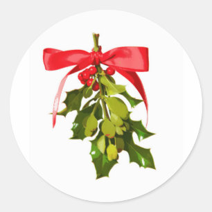 holiday mistletoe classic round sticker