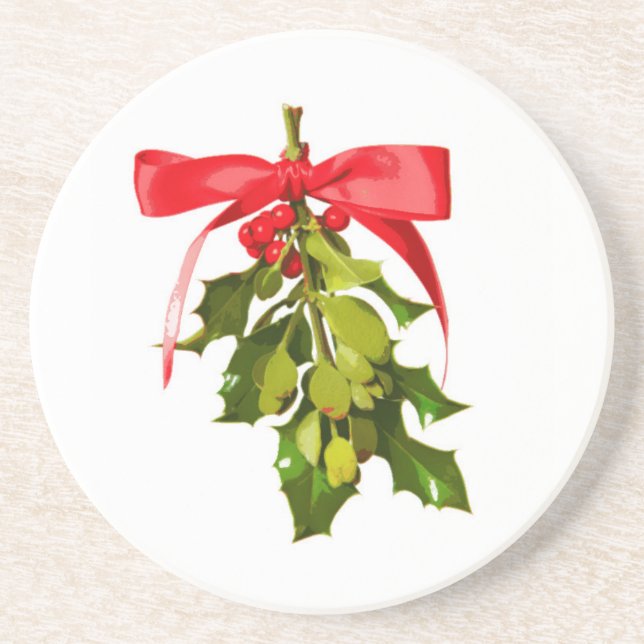 holiday mistletoe coaster (Front)