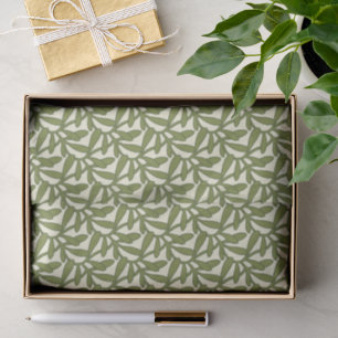 Holiday Mistletoe Pattern, Green & Cream Tissue Paper