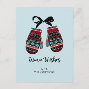 Holiday Mittens Warm Wishes Christmas Postcard