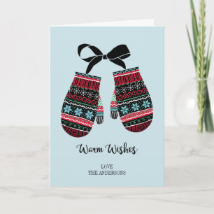 Holiday Mittens Warm Wishes Greeting Card