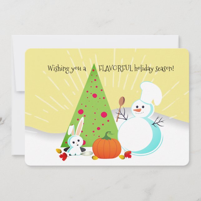 Holiday mix snowman chef catering Christmas card (Front)