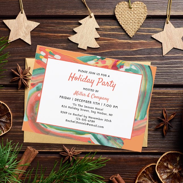 Holiday Modern Abstract Corporate Christmas Party Invitation (Creator Uploaded)