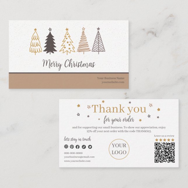 Holiday Modern Script, Thank You Candle Business Card (Front/Back)
