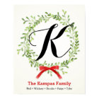Holiday Monogram Family Print, Mistletoe Wreath