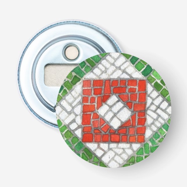 HOLIDAY MOSAIC Button Bottle Opener (Front)