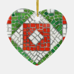 HOLIDAY MOSAIC Ceramic Heart Ornament