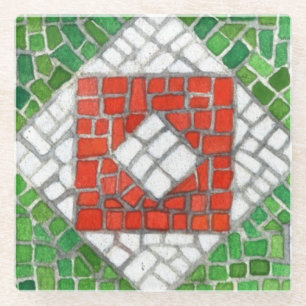 HOLIDAY MOSAIC Glass Beverage Coaster