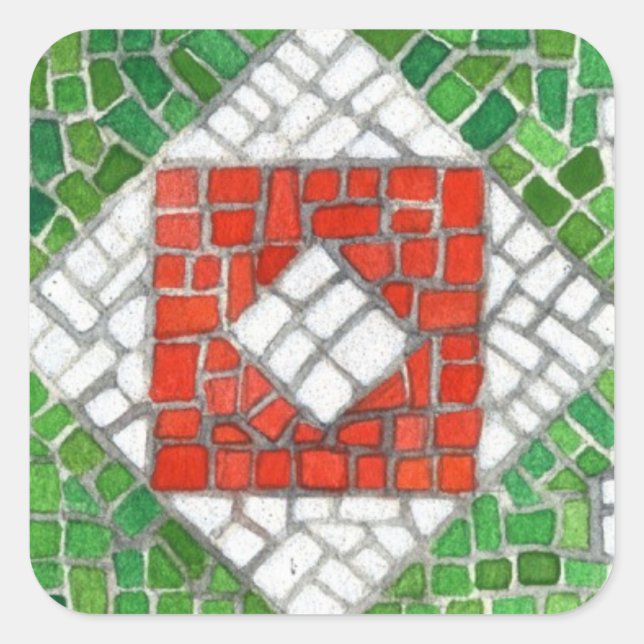 HOLIDAY MOSAIC Large Square Stickers  (Front)