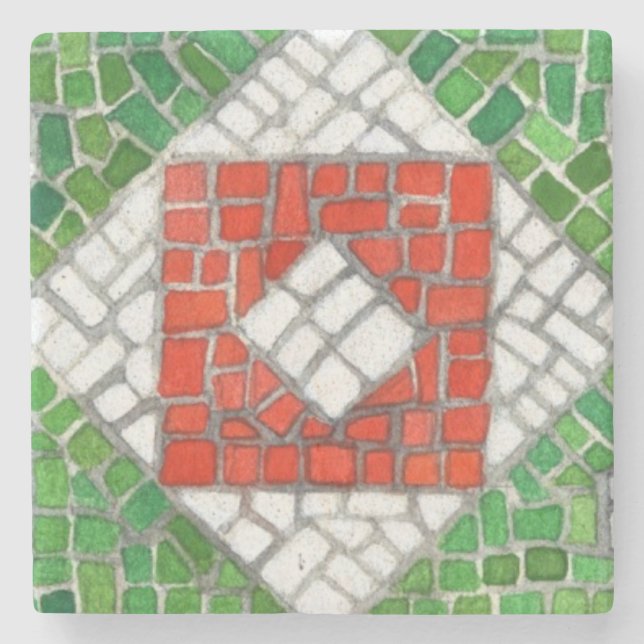 HOLIDAY MOSAIC Marble Stone Coaster (Front)