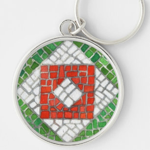 HOLIDAY MOSAIC Round Metal Keychain