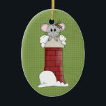 Holiday Mouse Ceramic Christmas Ornament<br><div class="desc">Text can be added to this ornament to make a personalised holiday gift. If you need help,  just click on the contact link above to send the designer a personal detailed message.</div>