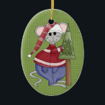 Holiday Mouse Ceramic Christmas Ornament<br><div class="desc">Text can be added to this ornament to make a personalised holiday gift. If you need help,  just click on the contact link above to send the designer a personal detailed message.</div>