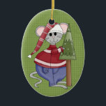 Holiday Mouse Ceramic Christmas Ornament<br><div class="desc">Text can be added to this ornament to make a personalised holiday gift. If you need help, just click on the contact link above to send the designer a personal detailed message.</div>