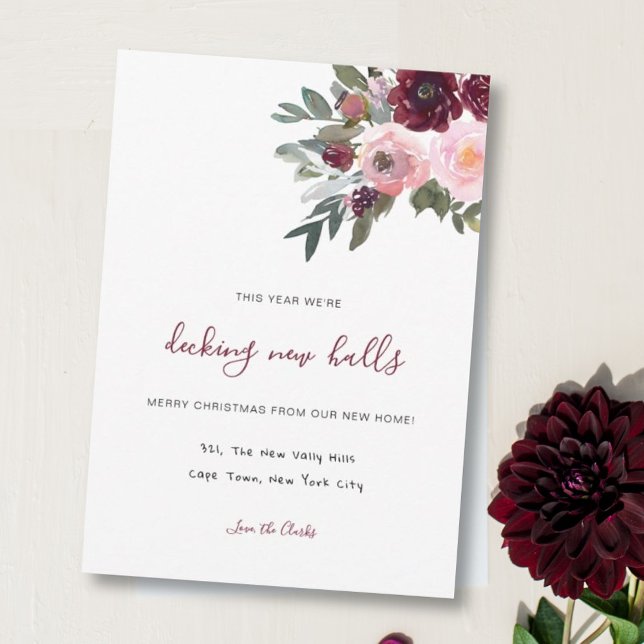 holiday moving Christmas change of address floral Card (Creator Uploaded)