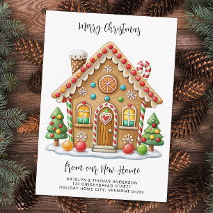 Holiday Moving Cute Gingerbread House New Address Enclosure Card