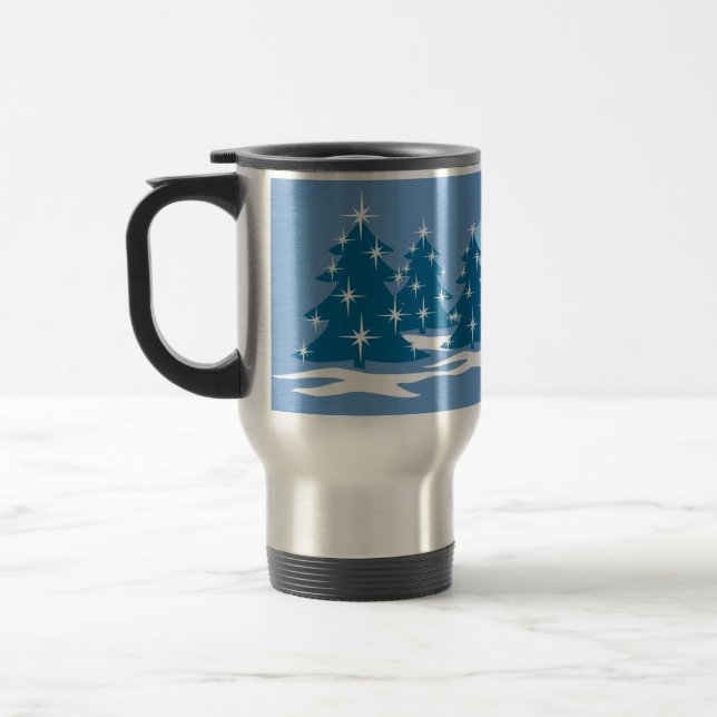 Holiday Mug Coffee Cup Festive Blue Christmas Cup (Left)