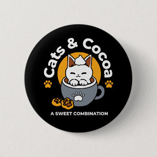 Holiday Mug Design with Cosy Cat and Paw Cookies 6 Cm Round Badge