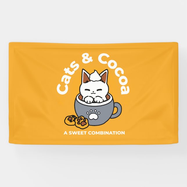 Holiday Mug Design with Cosy Cat and Paw Cookies Banner (Horizontal)