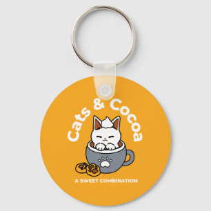 Holiday Mug Design with Cosy Cat and Paw Cookies Key Ring