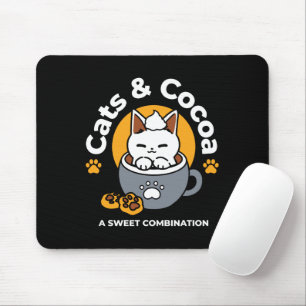 Holiday Mug Design with Cosy Cat and Paw Cookies Mouse Pad