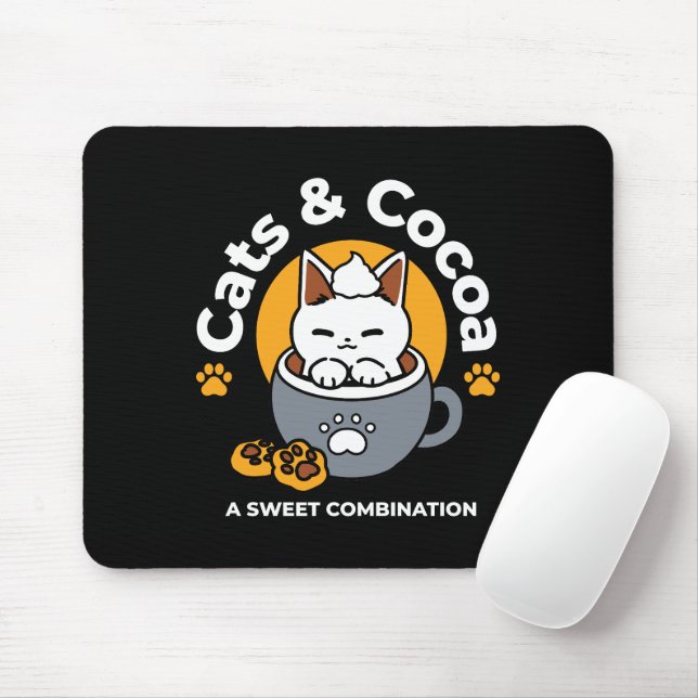 Holiday Mug Design with Cosy Cat and Paw Cookies Mouse Pad (With Mouse)