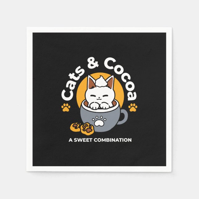 Holiday Mug Design with Cosy Cat and Paw Cookies Napkin (Front)