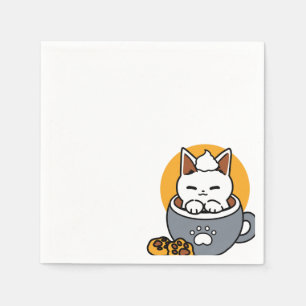 Holiday Mug Design with Cosy Cat and Paw Cookies Napkin