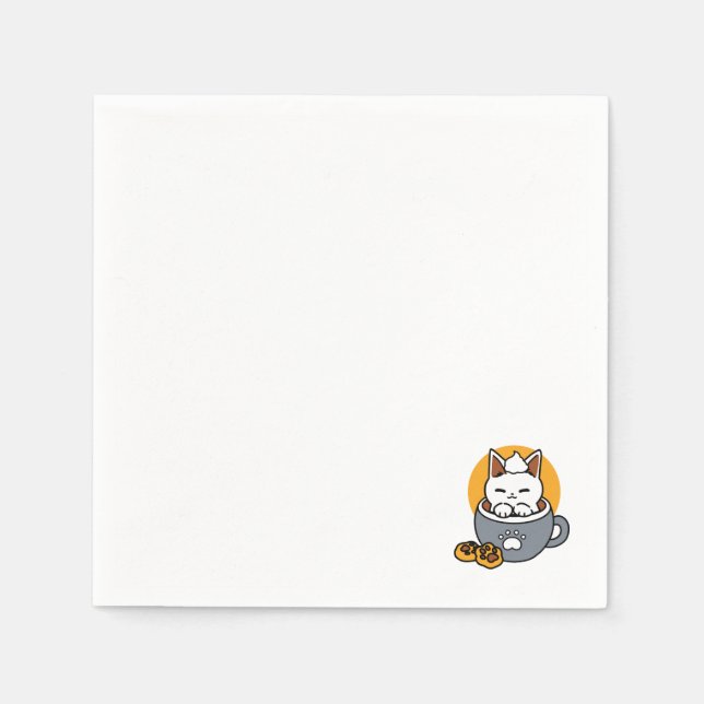 Holiday Mug Design with Cosy Cat and Paw Cookies Napkin (Front)