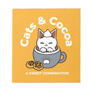 Holiday Mug Design with Cosy Cat and Paw Cookies Notepad