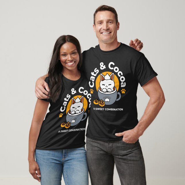 Holiday Mug Design with Cosy Cat and Paw Cookies T-Shirt (Unisex)
