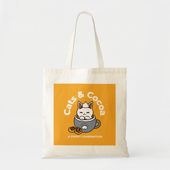 Holiday Mug Design with Cosy Cat and Paw Cookies Tote Bag (Front)