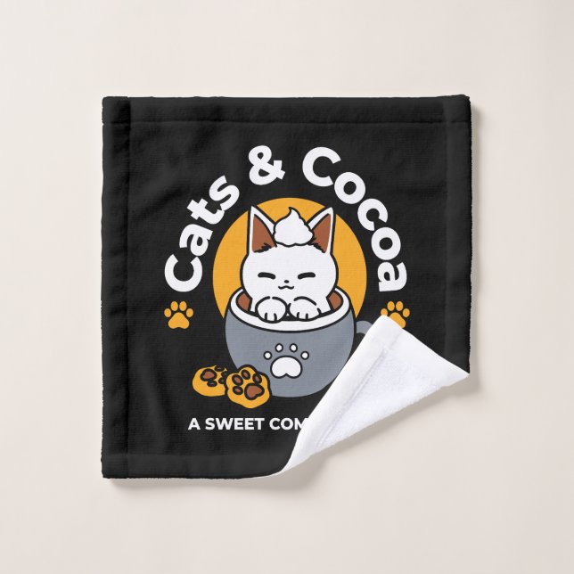 Holiday Mug Design with Cosy Cat and Paw Cookies Wash Cloth (Wash Cloth)